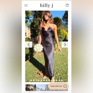 Black strapless satin formal dress